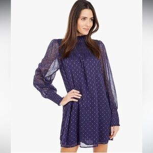 Sanctuary Long Sheer Sleeved Smocked  Dress  Size Large